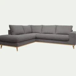 Canapé d'angle gauche convertible en tissu Storm - gris moyen