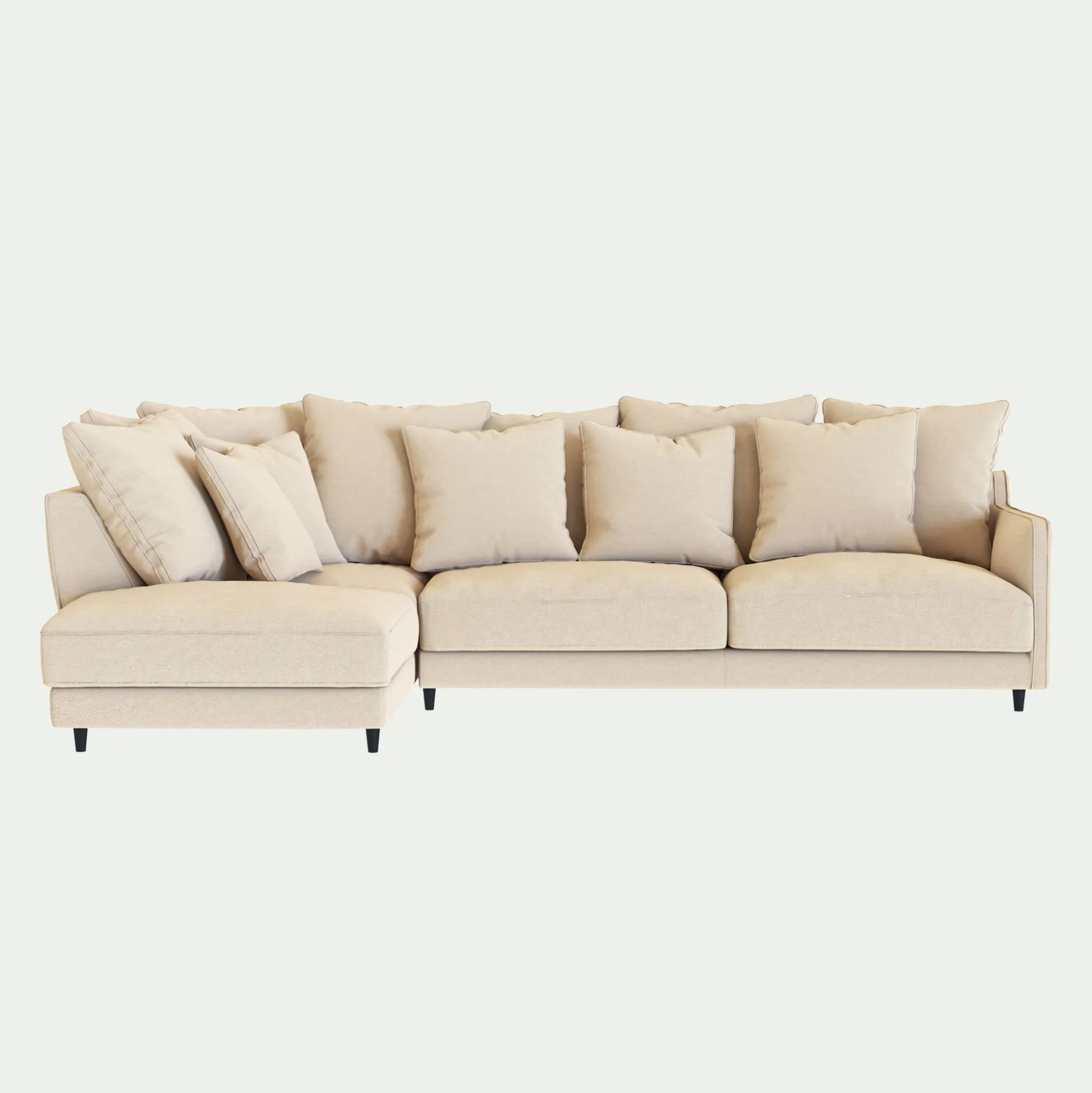 Canapé d'angle gauche convertible en tissu joint - beige roucas