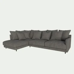 Canapé d'angle gauche convertible en tissu joint - gris restanque