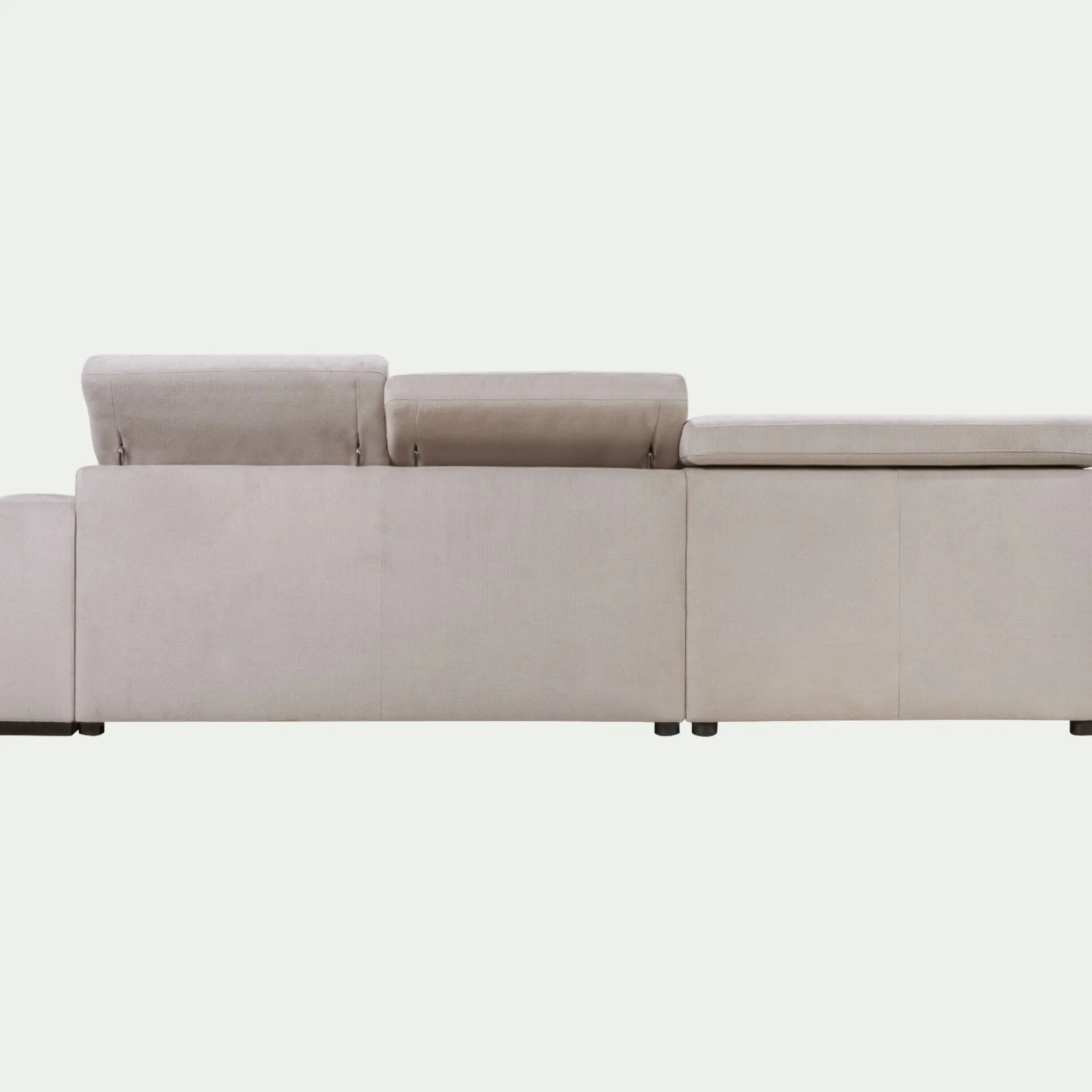 Canapé d'angle gauche convertible avec coffre en tissu doux - beige