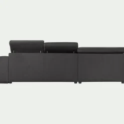 Canapé d'angle gauche convertible avec coffre en tissu doux - gris ardoise