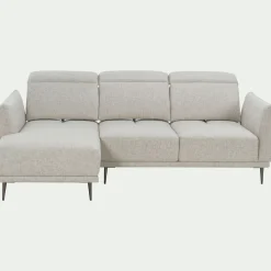 Canapé d'angle gauche en tissu avec fonction avance-recul - beige roucas