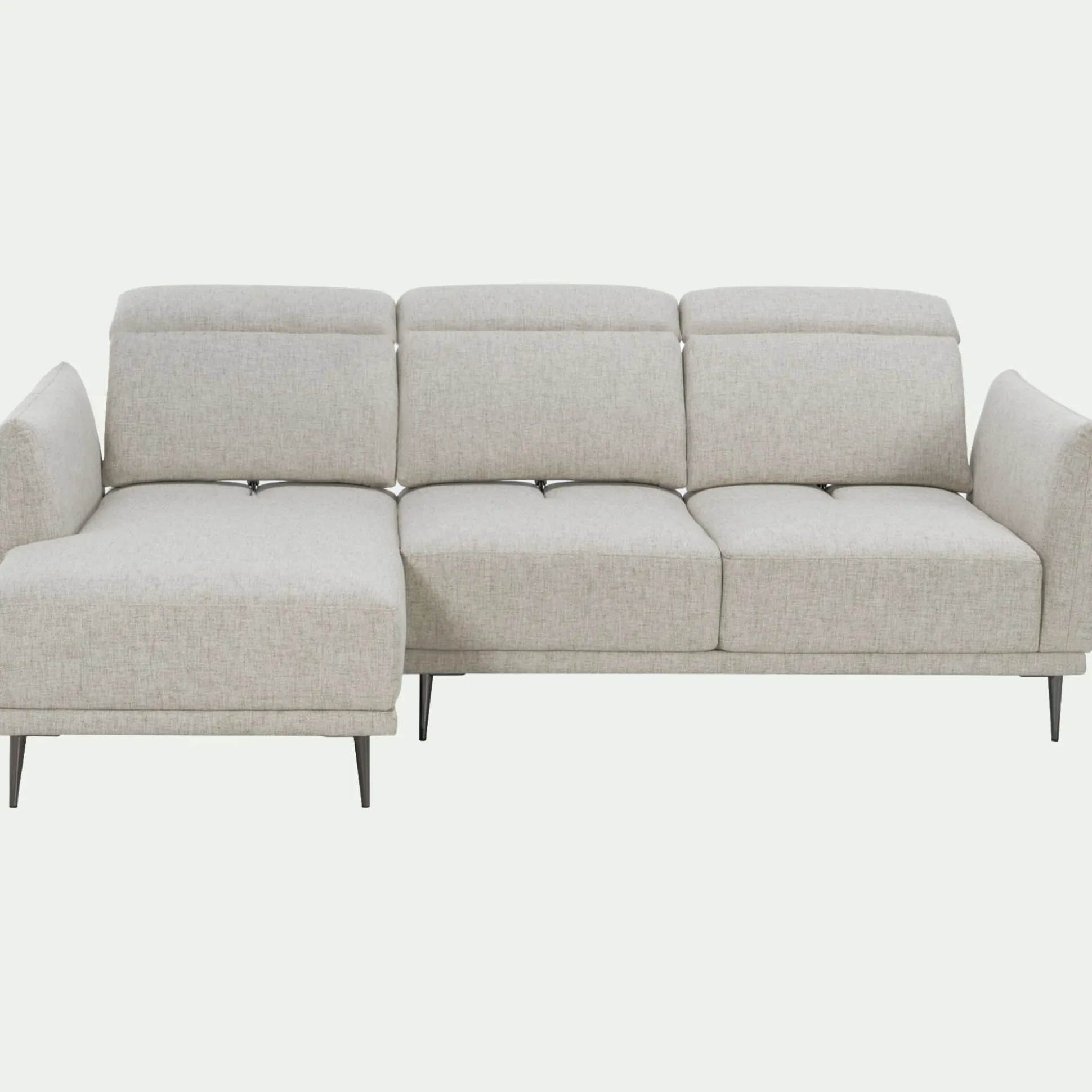 Canapé d'angle gauche en tissu avec fonction avance-recul - beige roucas