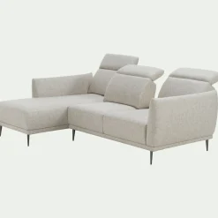 Canapé d'angle gauche en tissu avec fonction avance-recul - beige roucas