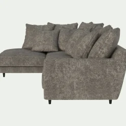 Canapé d'angle gauche fixe en tissu genesis - beige alpilles