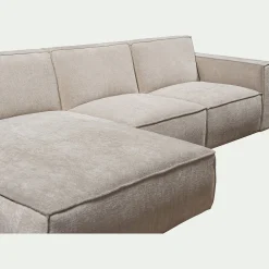 Canapé d'angle gauche fixe en tissu genesis - beige