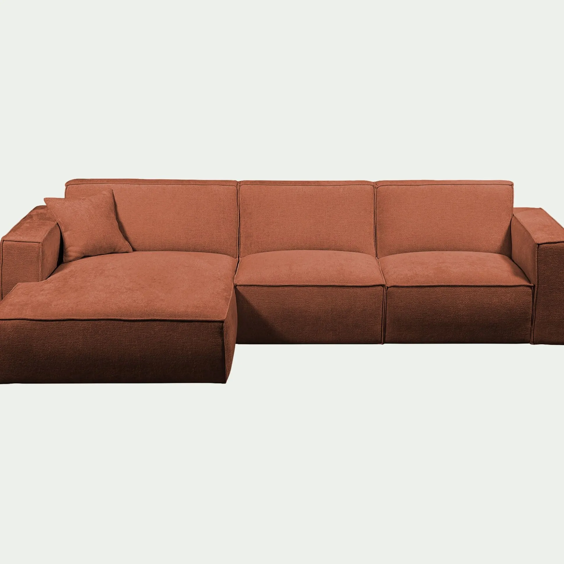 Canapé d'angle gauche fixe en tissu genesis - brun rustrel