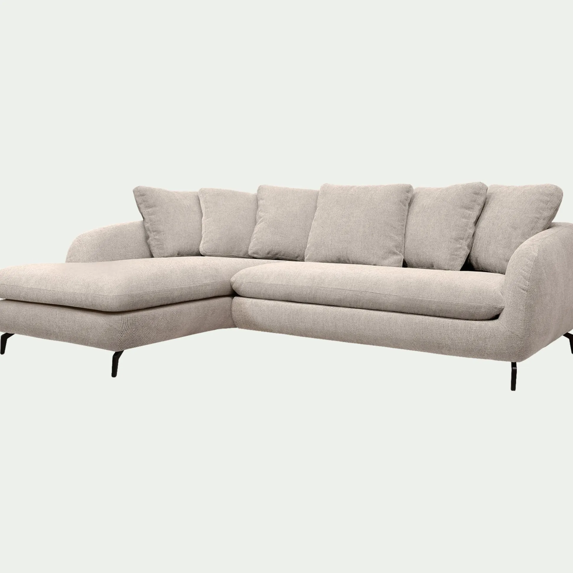 Canapé d'angle gauche fixe en tissu tramé - beige roucas