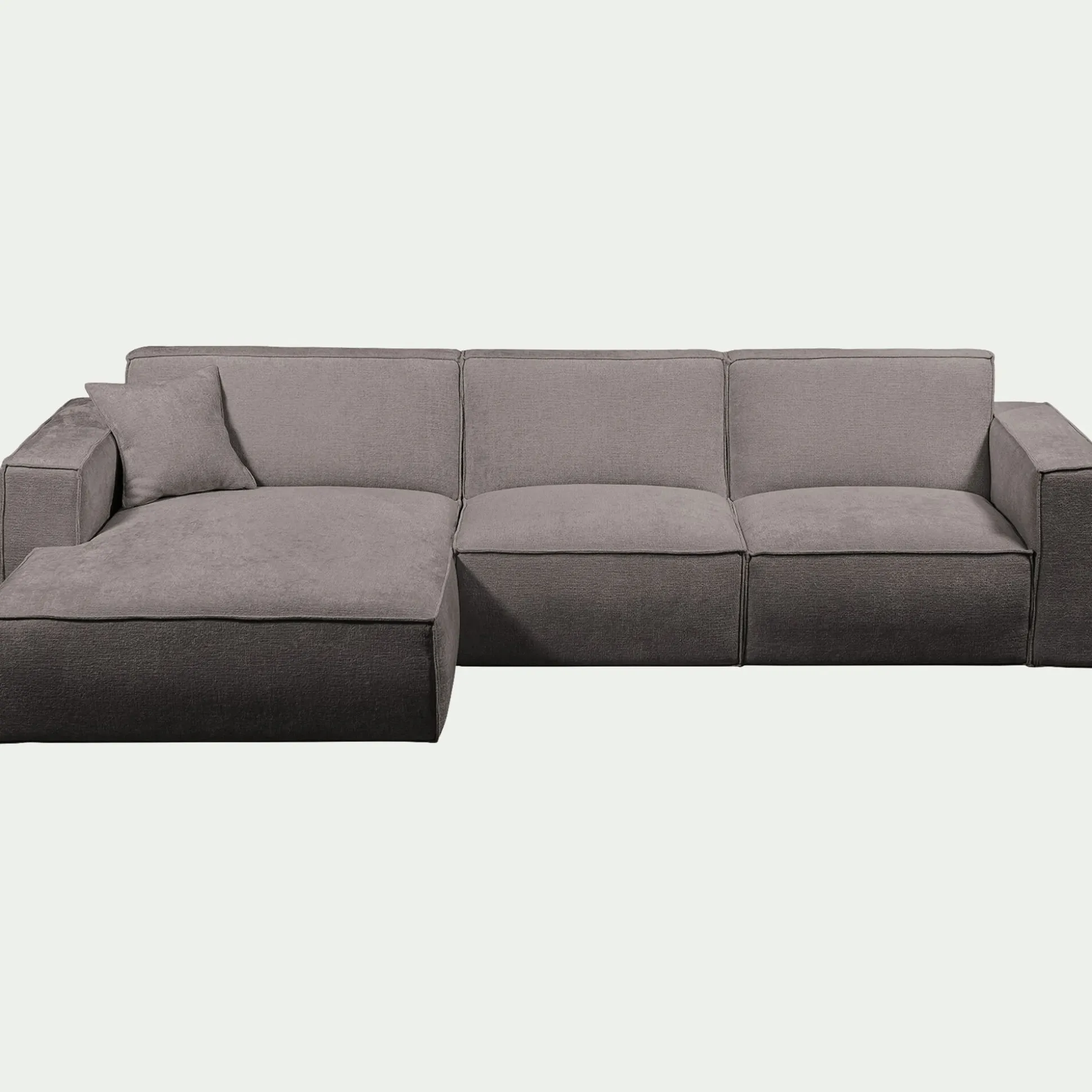Canapé d'angle gauche fixe en tissu genesis - gris borie