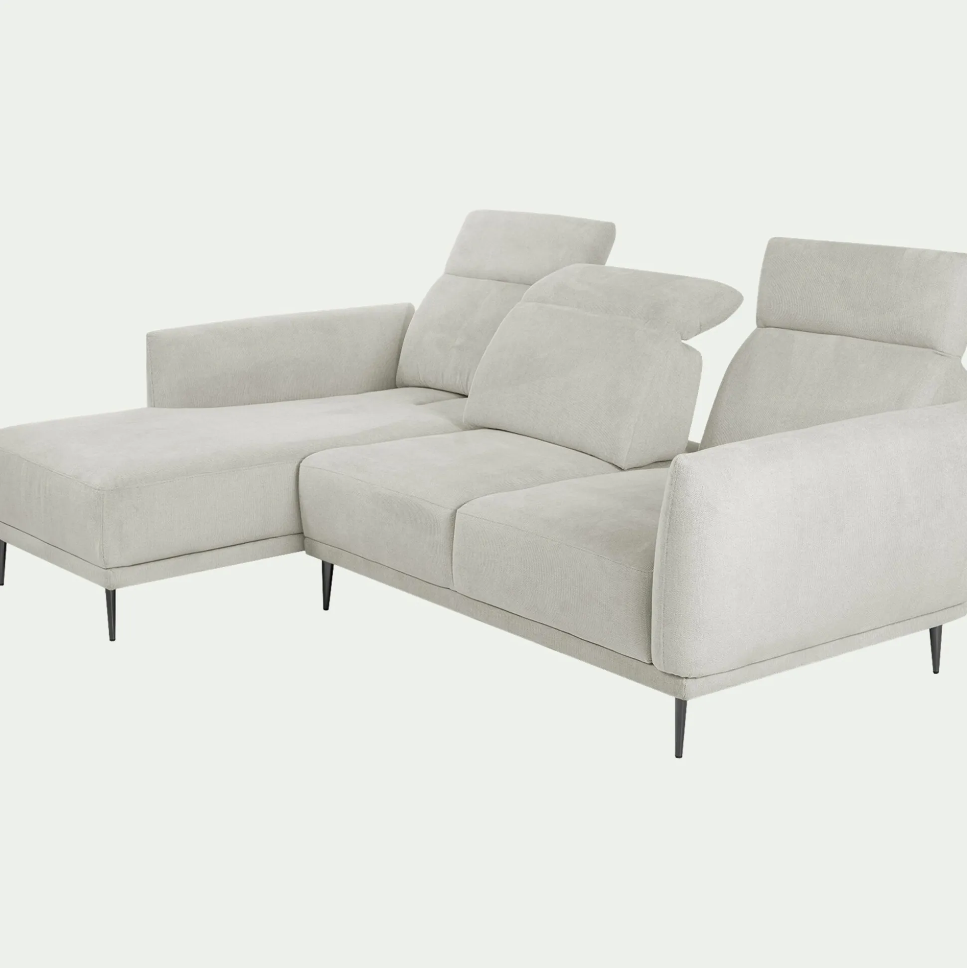 Canapé d'angle gauche fixe en tissu memphis avec fonction avance-recul - beige roucas