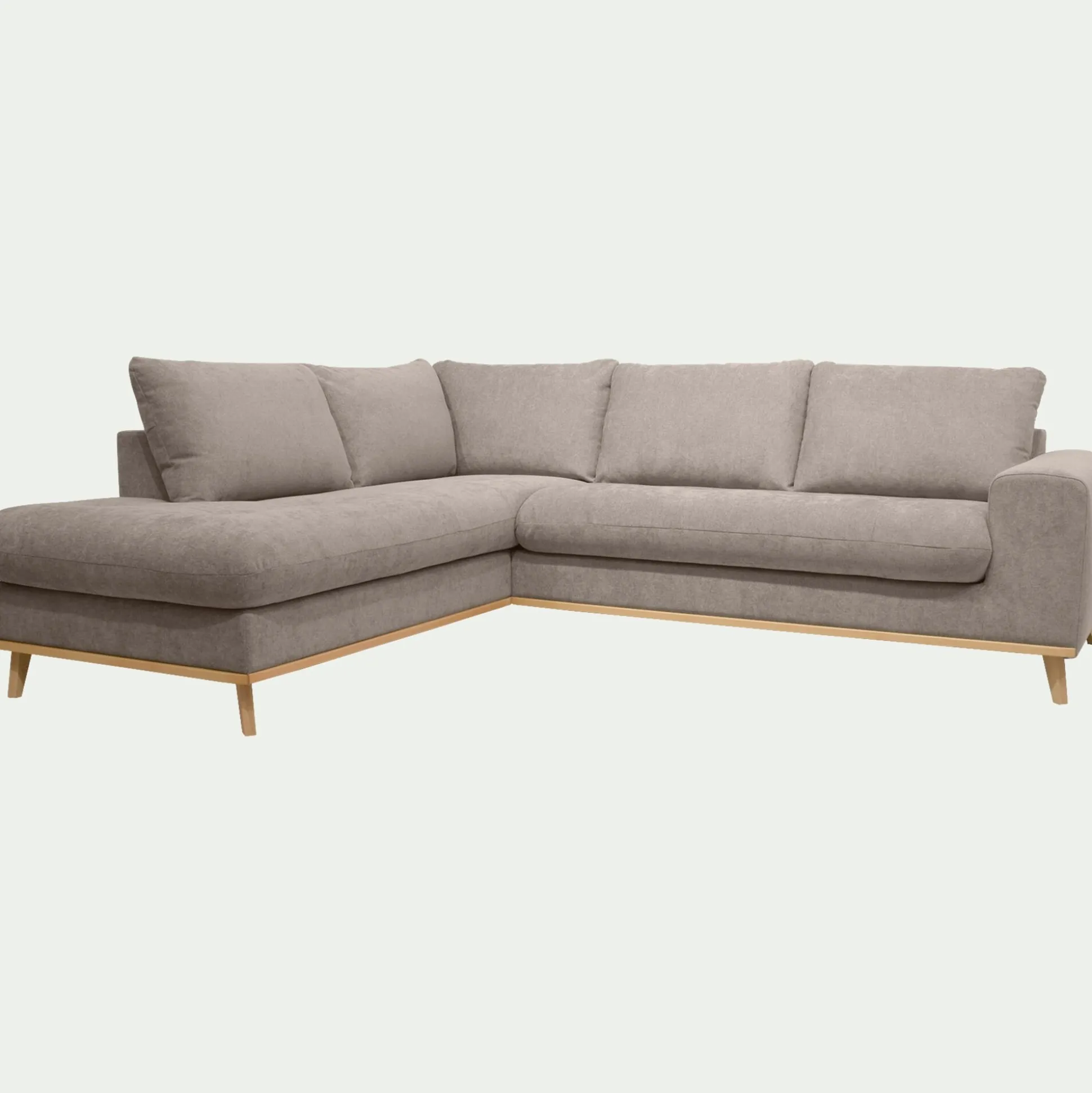 Canapé d'angle gauche fixe en tissu storm - taupe