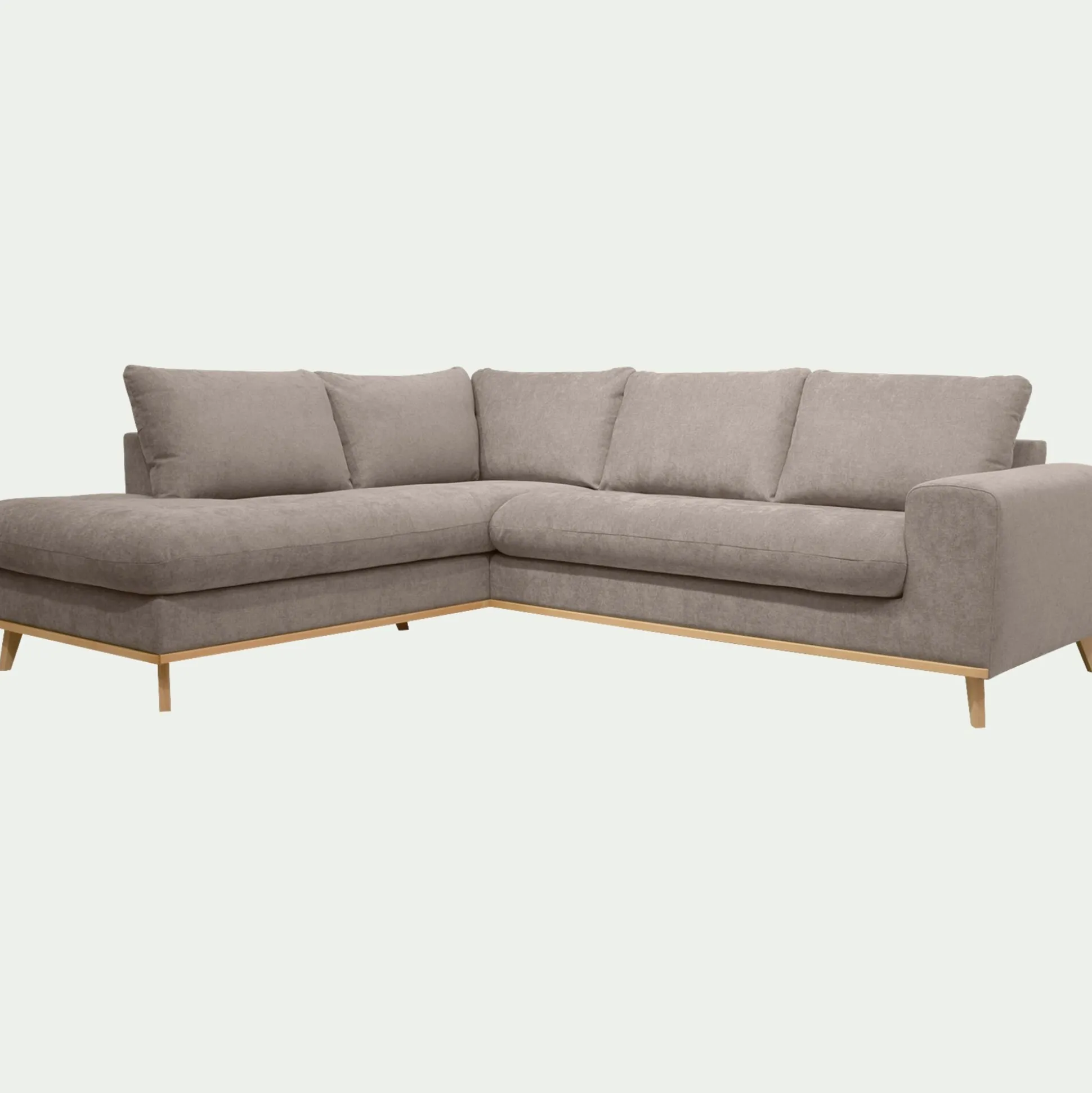 Canapé d'angle gauche fixe en tissu storm - taupe