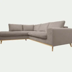 Canapé d'angle gauche fixe en tissu storm - taupe