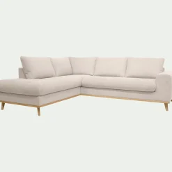 Canapé d'angle gauche fixe en tissu Storm - beige roucas
