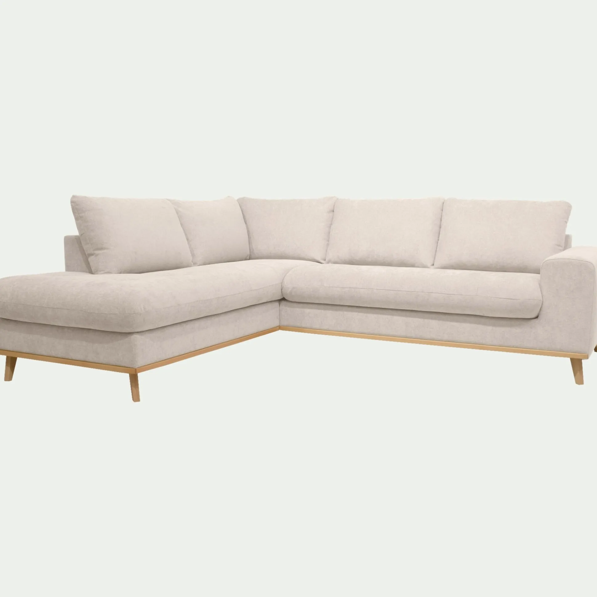 Canapé d'angle gauche fixe en tissu Storm - beige roucas