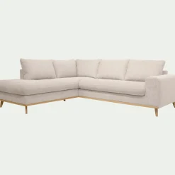 Canapé d'angle gauche fixe en tissu Storm - beige roucas