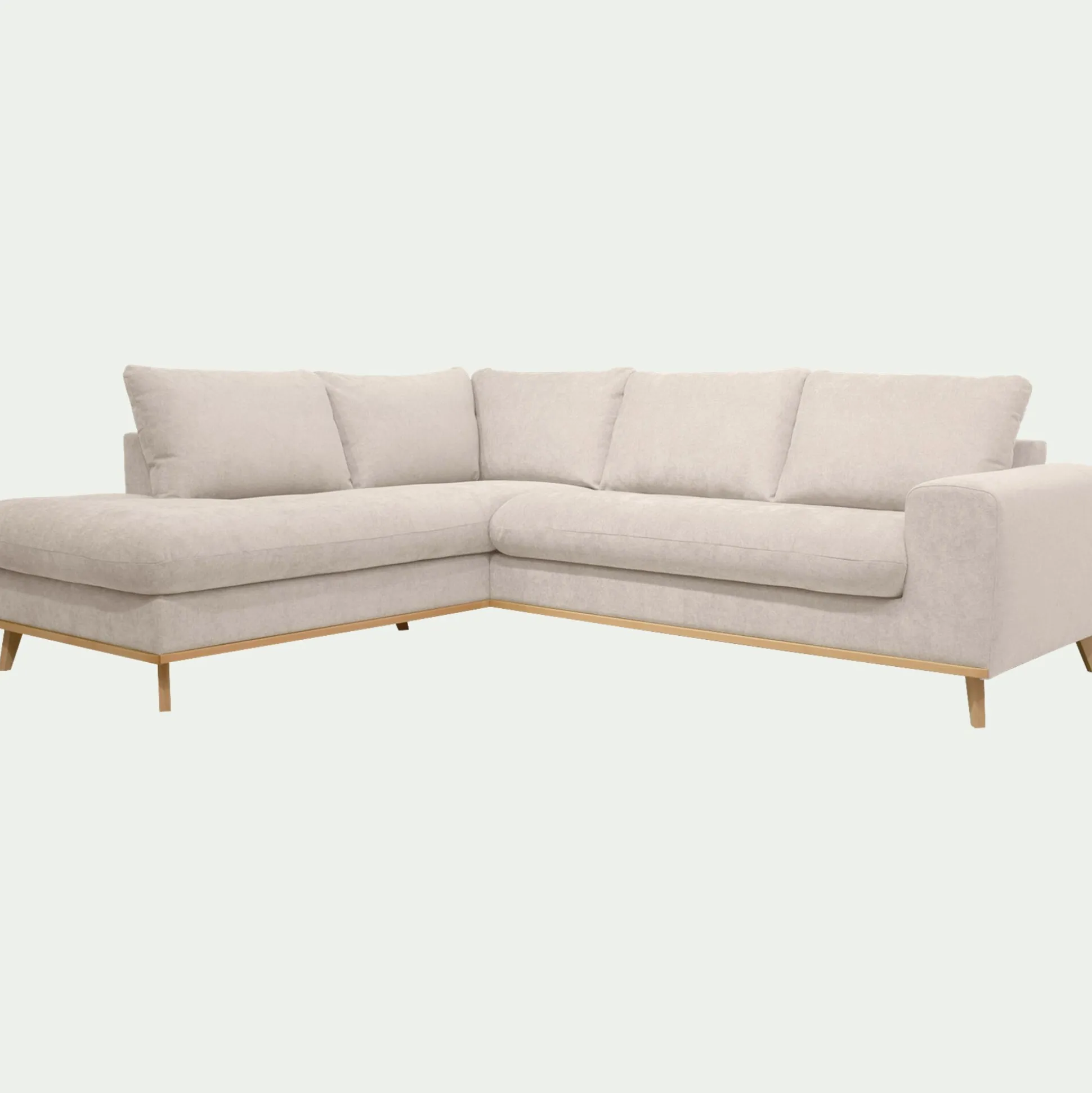Canapé d'angle gauche fixe en tissu Storm - beige roucas
