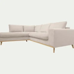 Canapé d'angle gauche fixe en tissu Storm - beige roucas