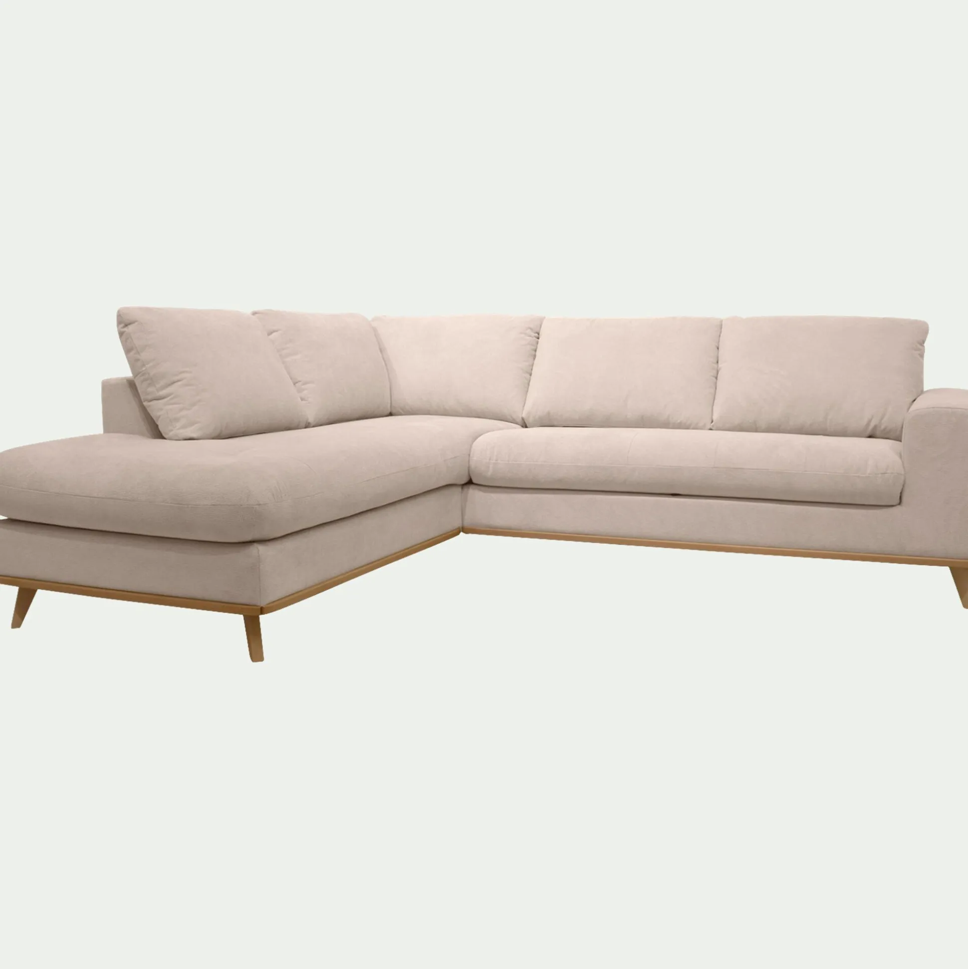 Canapé d'angle gauche fixe en tissu Crown - beige roucas