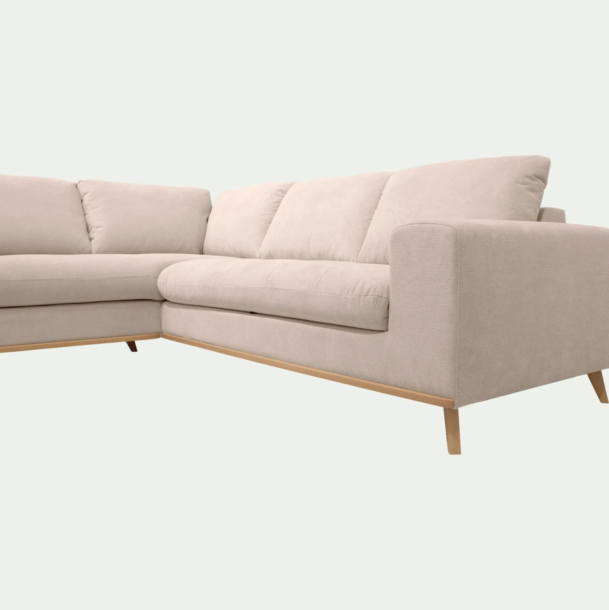 Canapé d'angle gauche fixe en tissu Crown - beige roucas