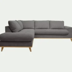 Canapé d'angle gauche fixe en tissu Storm - gris moyen