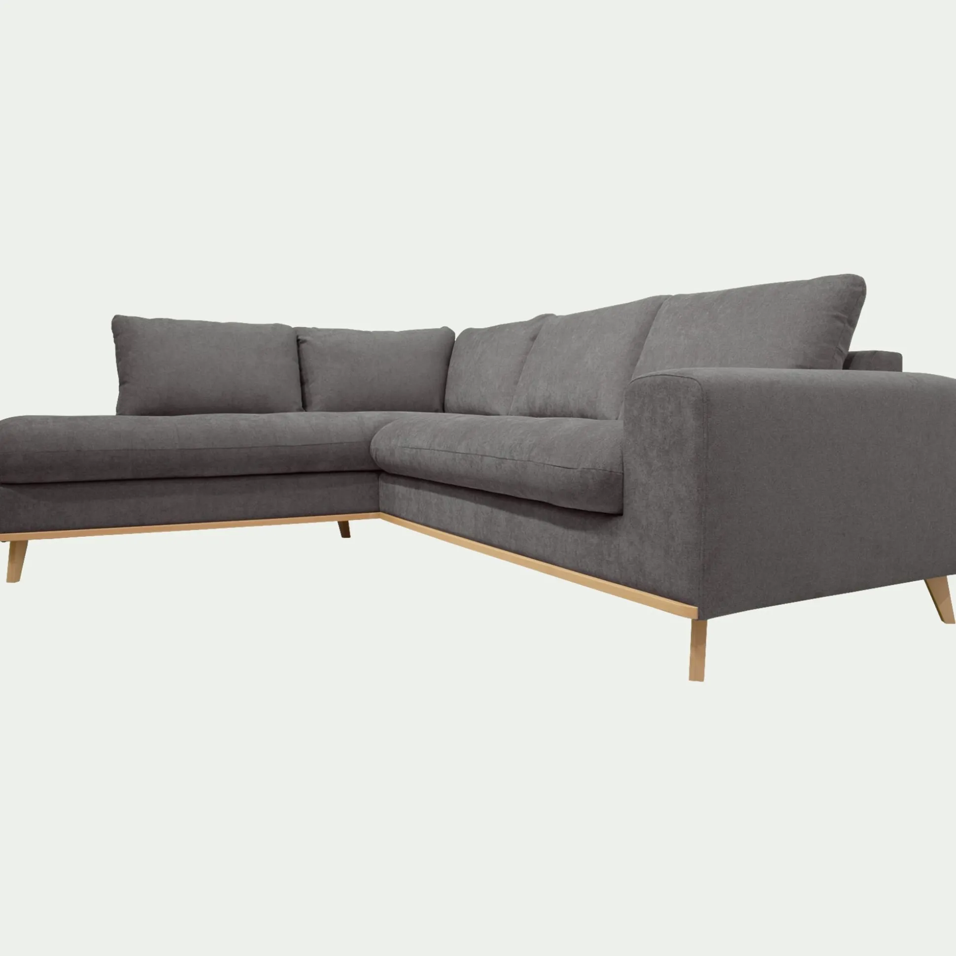 Canapé d'angle gauche fixe en tissu Storm - gris moyen