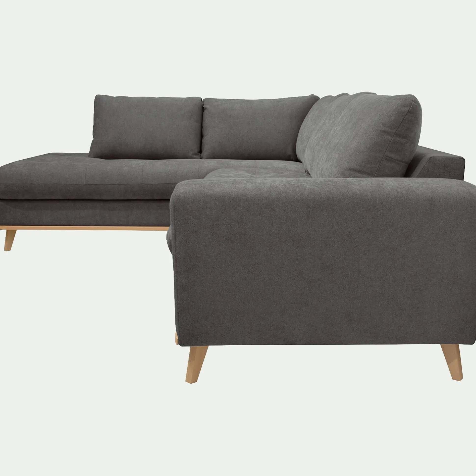 Canapé d'angle gauche fixe en tissu Storm - gris moyen
