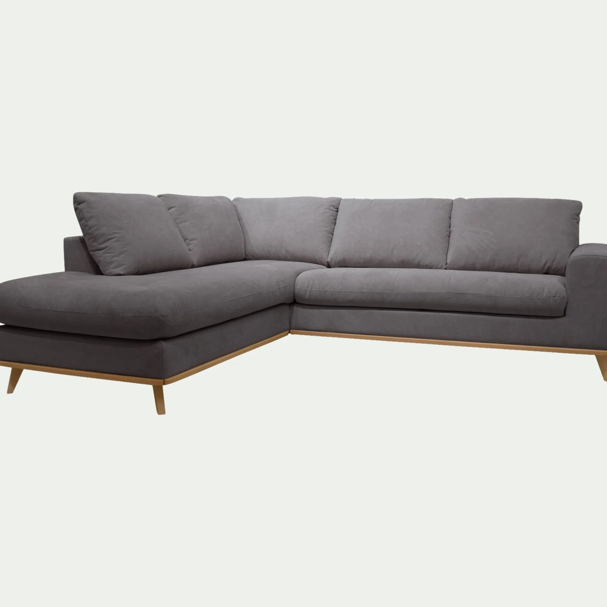 Canapé d'angle gauche fixe en tissu Crown - gris restanque