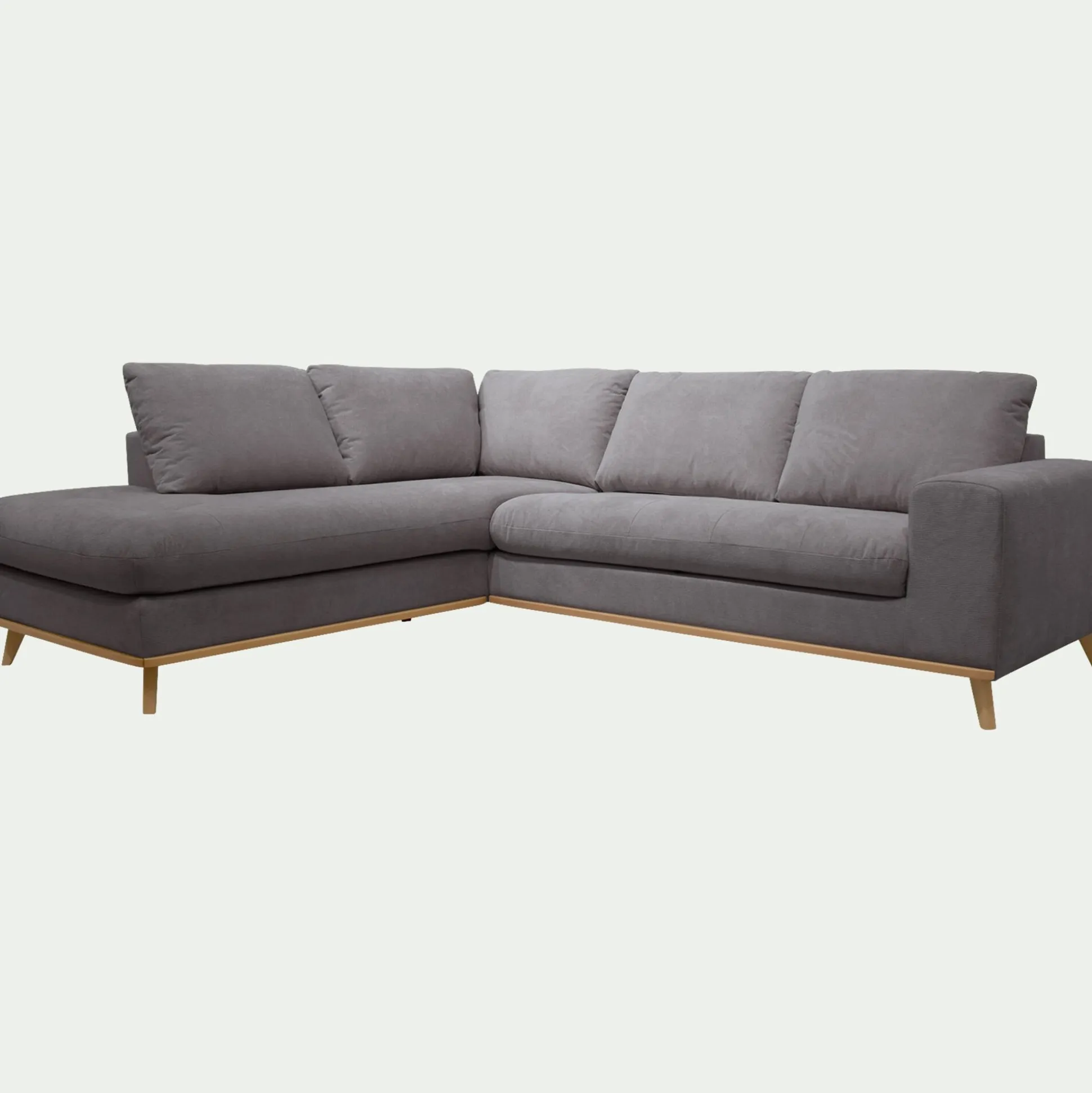Canapé d'angle gauche fixe en tissu Crown - gris restanque