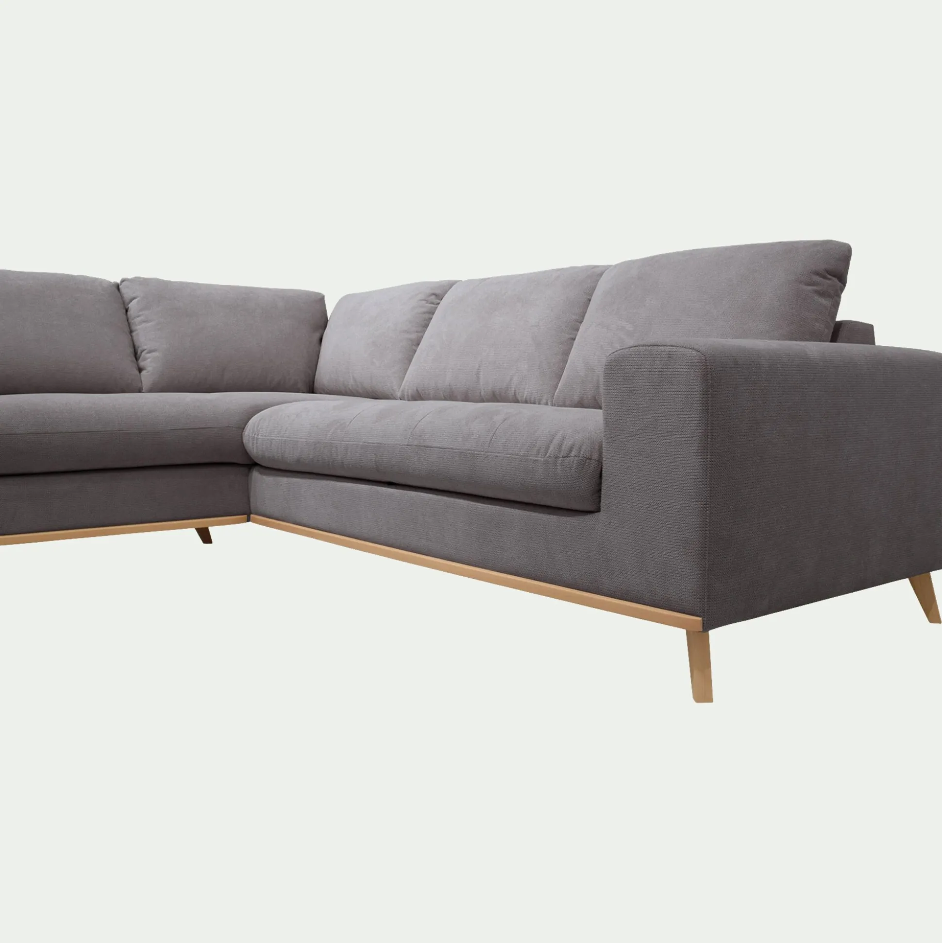 Canapé d'angle gauche fixe en tissu Crown - gris restanque