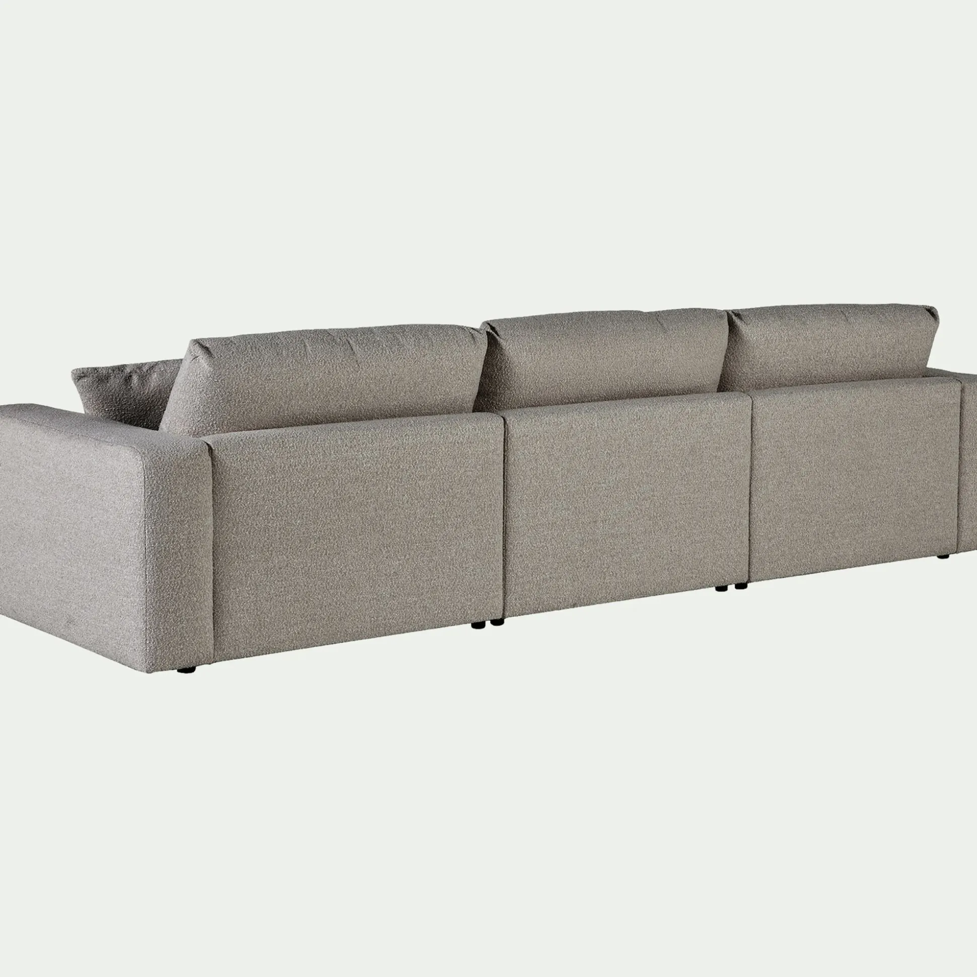 Canapé d'angle gauche fixe en tissu bouclette dasco - gris clair