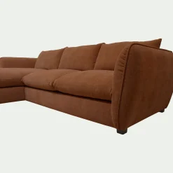Canapé d'angle gauche fixe en tissu Nature - brun rustrel