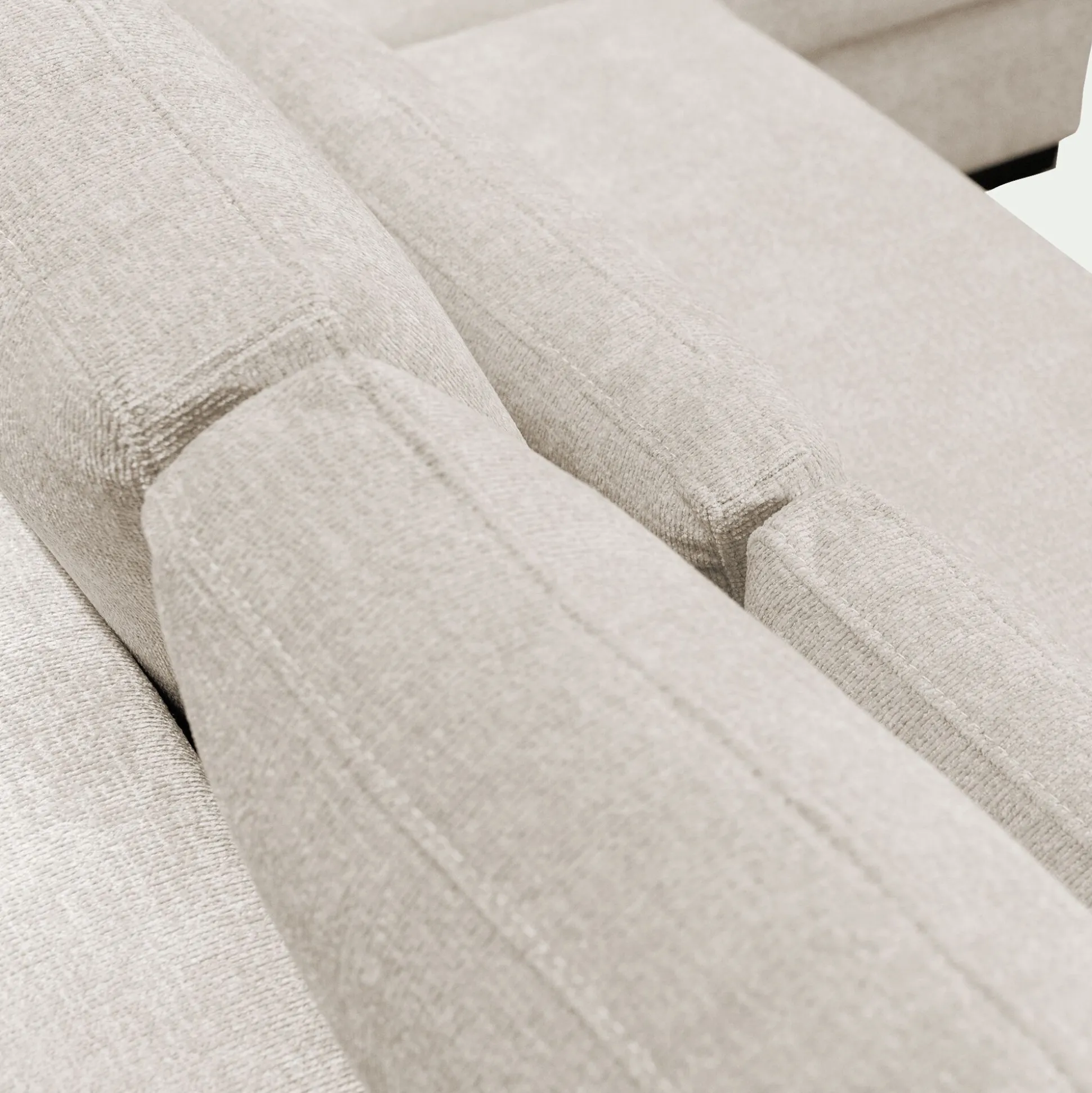 Canapé d'angle gauche fixe en tissu Genesis - beige
