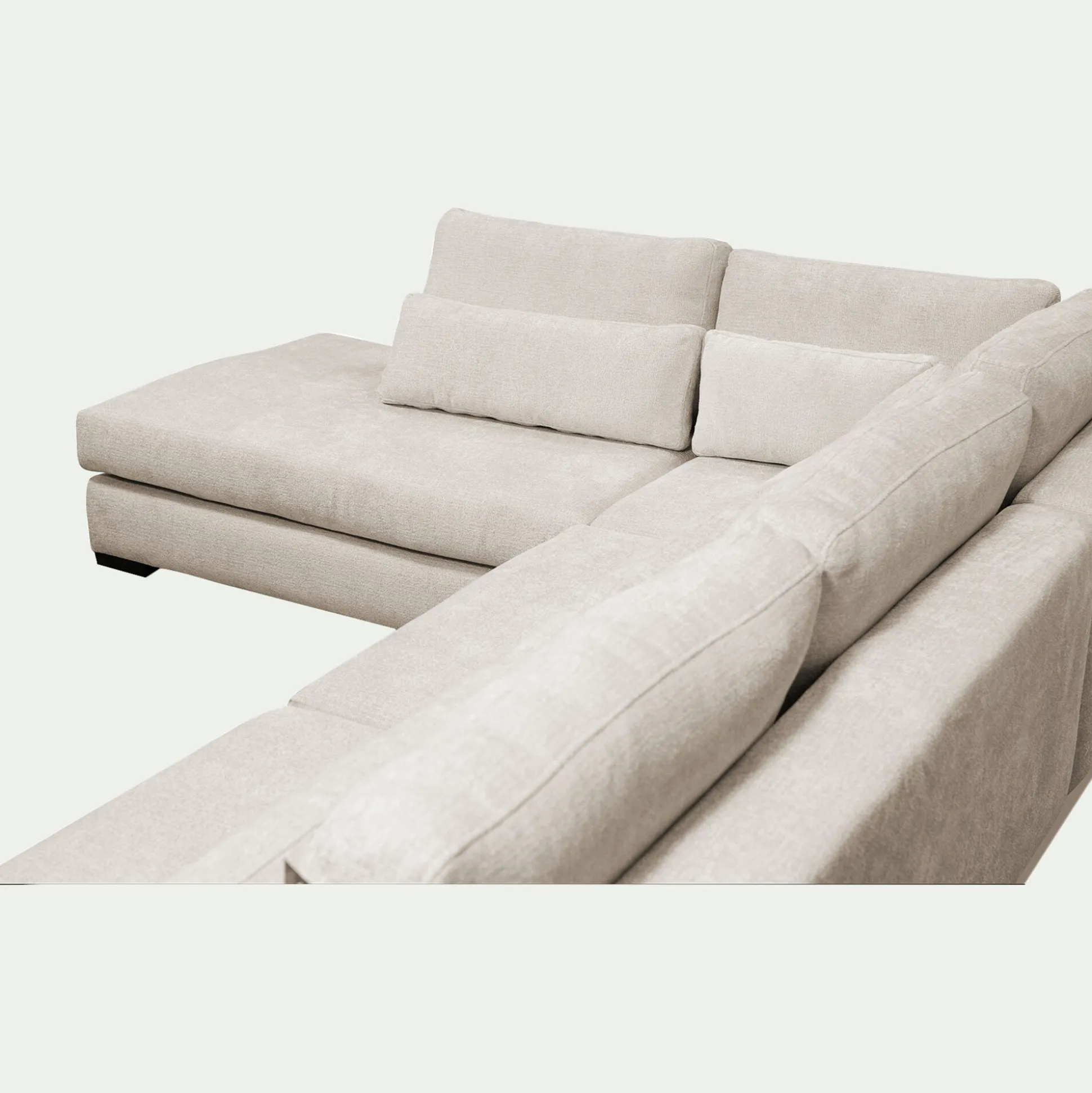 Canapé d'angle gauche fixe en tissu Genesis - beige
