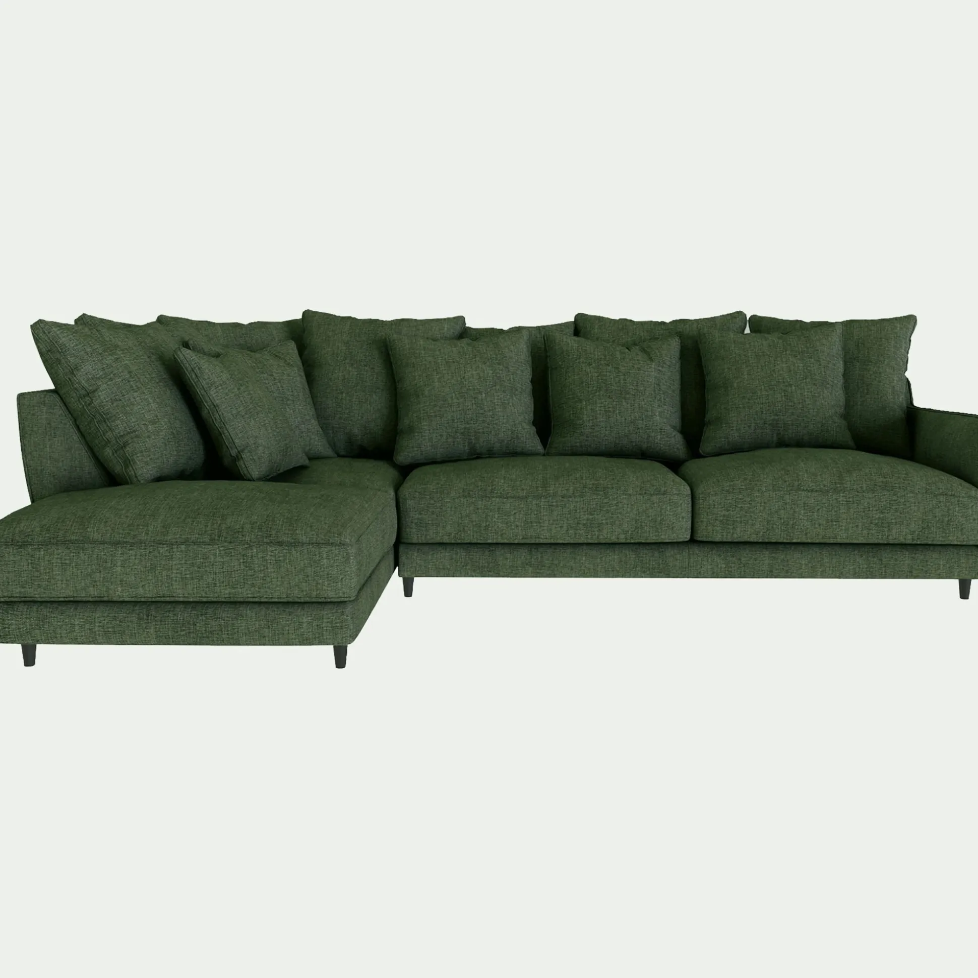 Canapé d'angle gauche fixe en tissu monclar - vert cèdre