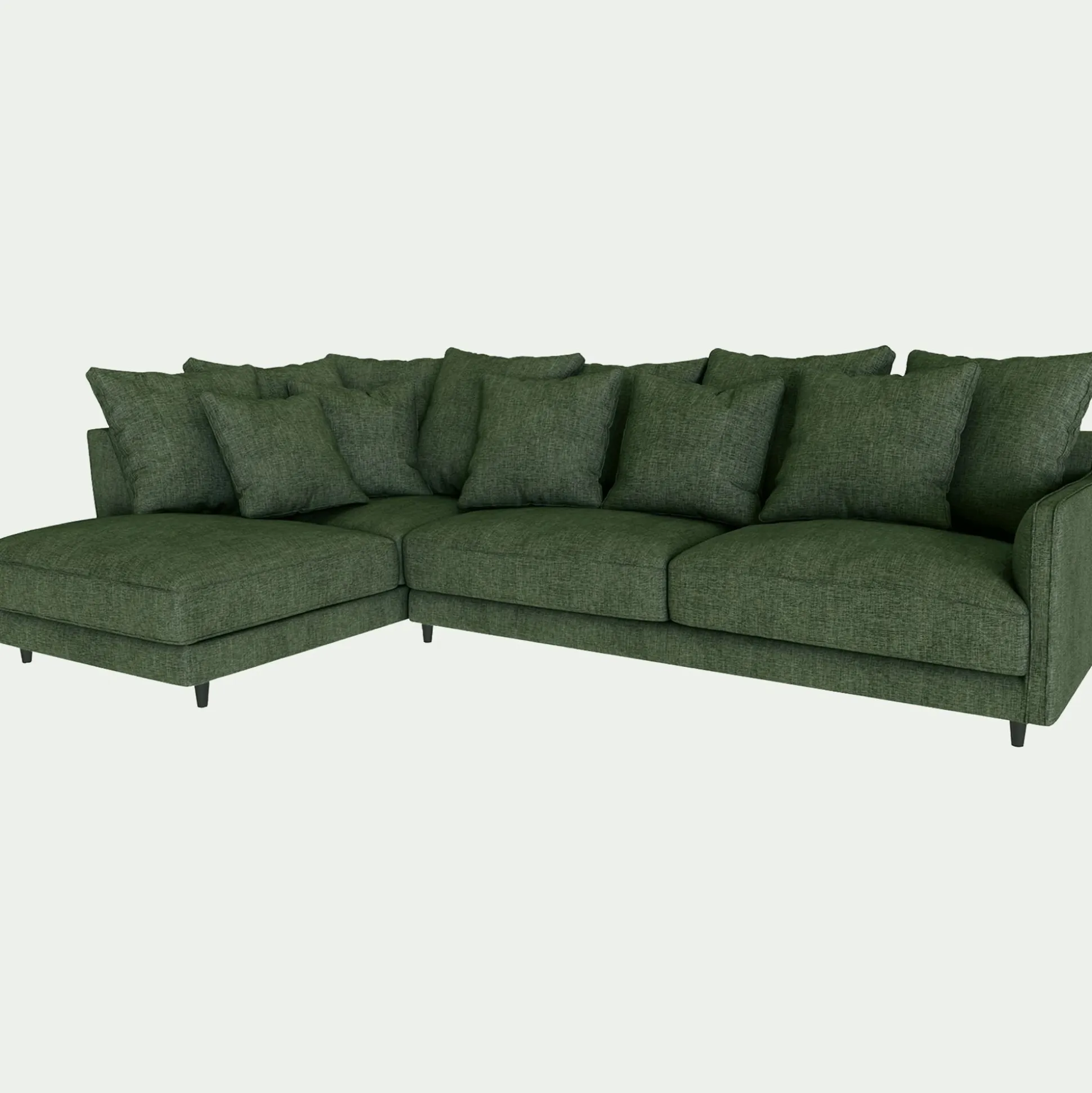 Canapé d'angle gauche fixe en tissu monclar - vert cèdre