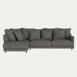Canapé d'angle gauche fixe en tissu joint - gris restanque