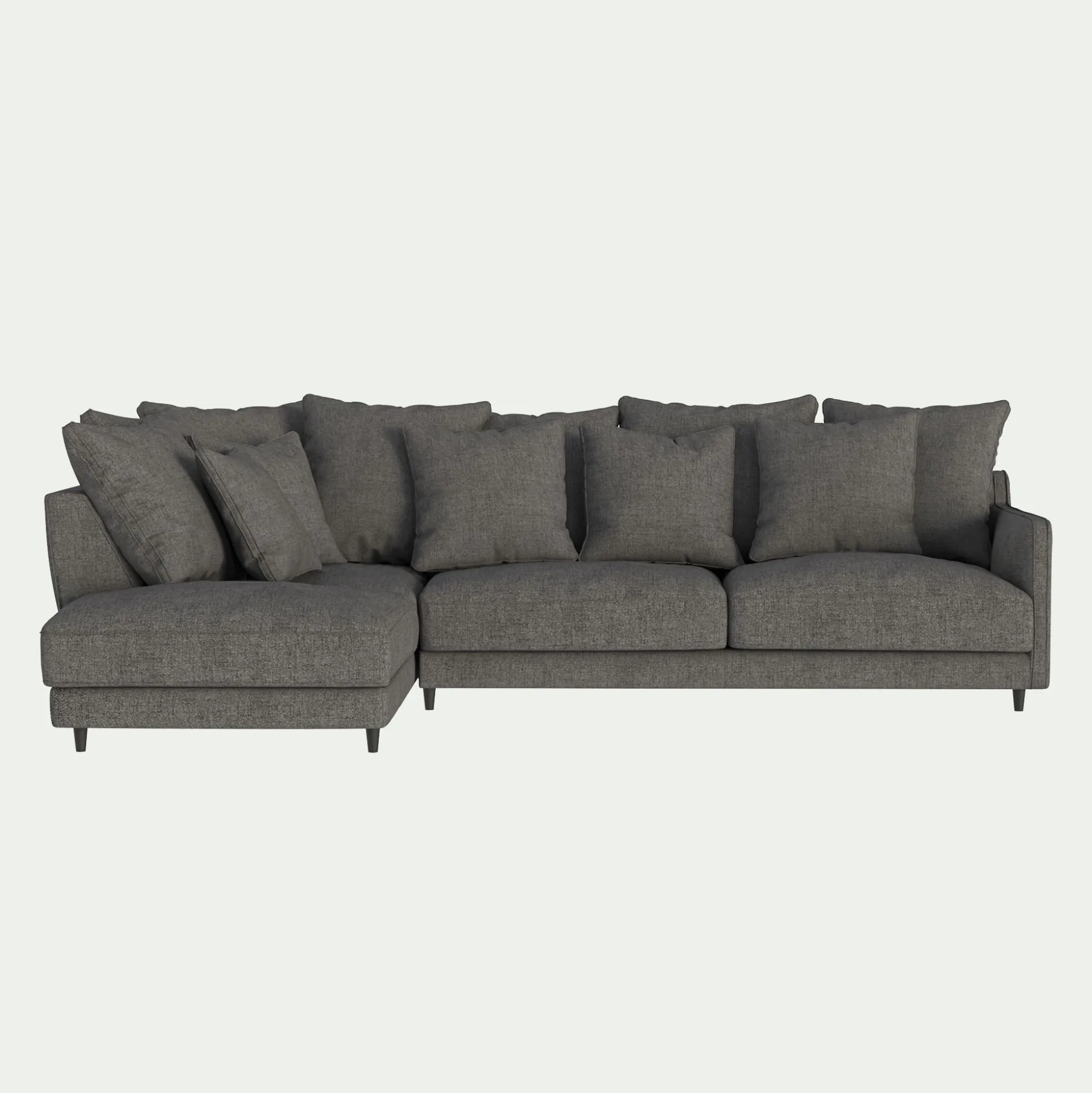 Canapé d'angle gauche fixe en tissu joint - gris restanque