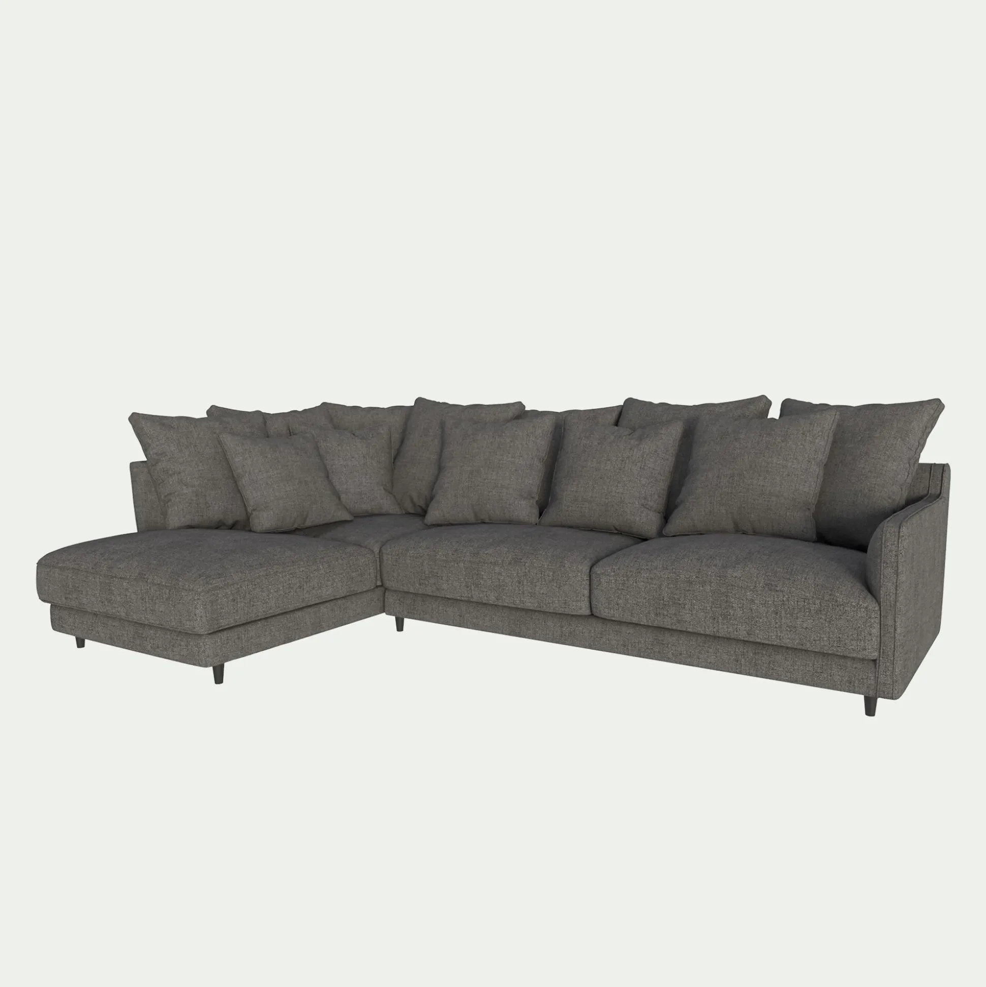 Canapé d'angle gauche fixe en tissu joint - gris restanque