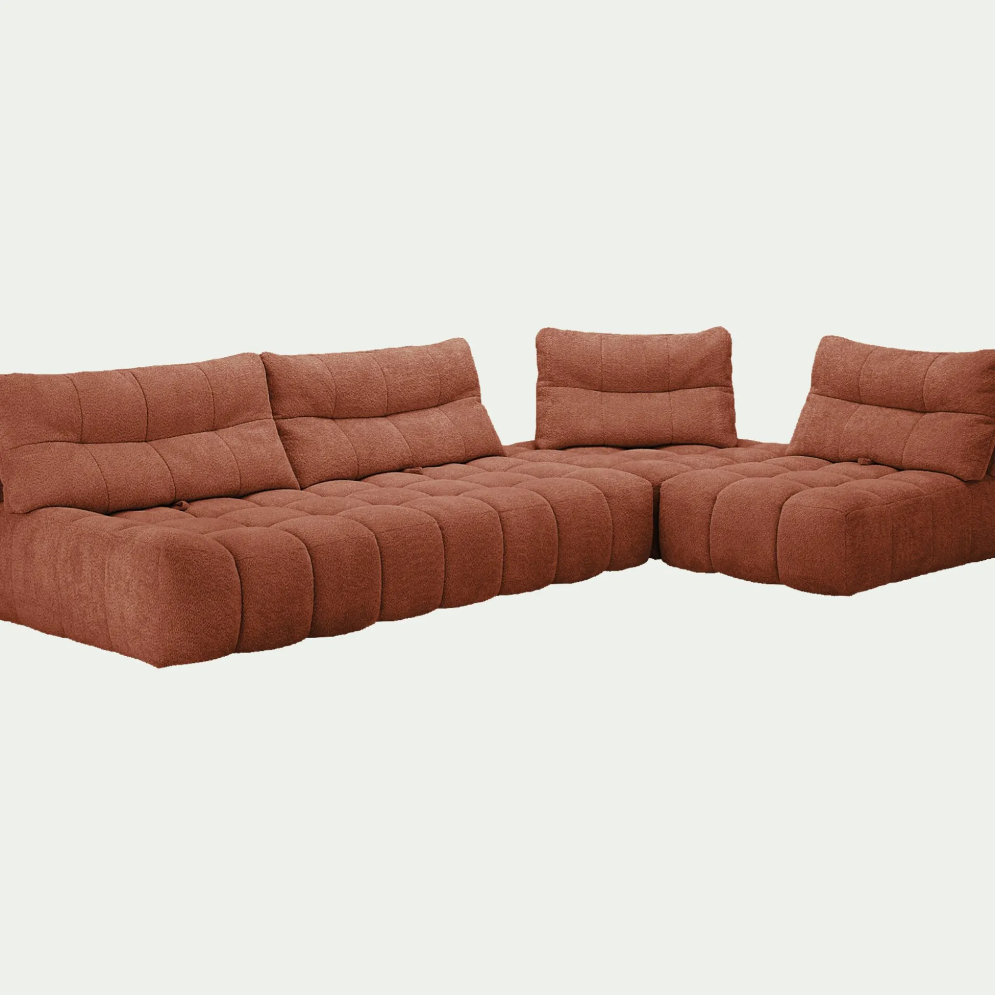 Canapé d'angle modulable avec chauffeuse en tissu campo - brun rustrel