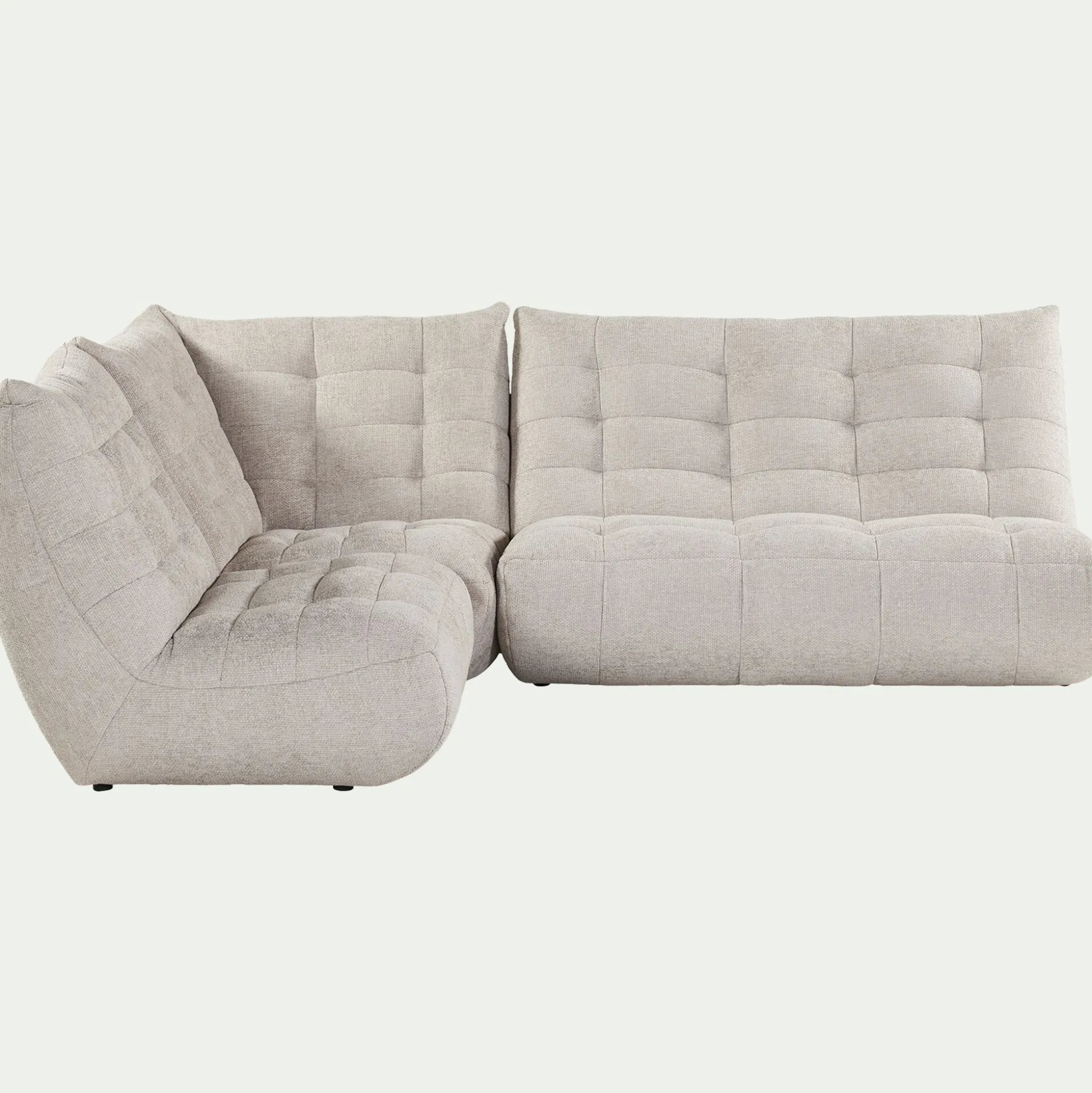 Canapé d'angle modulable 4 places en tissu chenille - beige roucas
