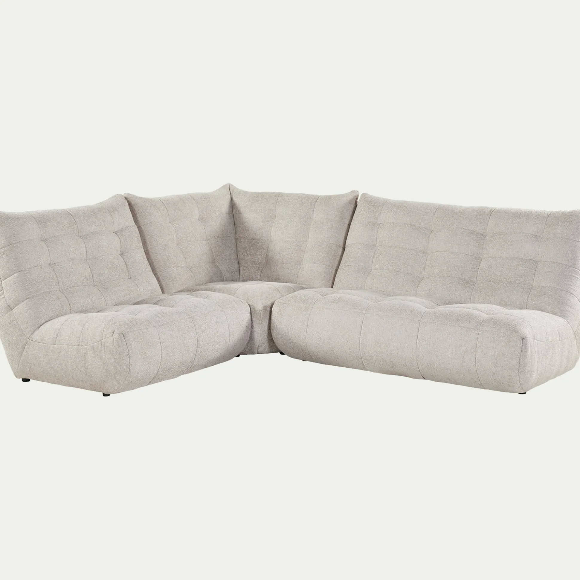 Canapé d'angle modulable 4 places en tissu chenille - beige roucas
