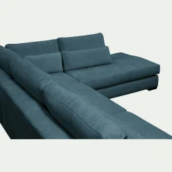 Canapé d'angle méridienne droite fixe en tissu Genesis - bleu