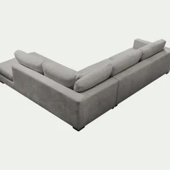 Canapé d'angle méridienne droite fixe en tissu Genesis - gris
