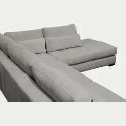 Canapé d'angle méridienne droite fixe en tissu Genesis - gris