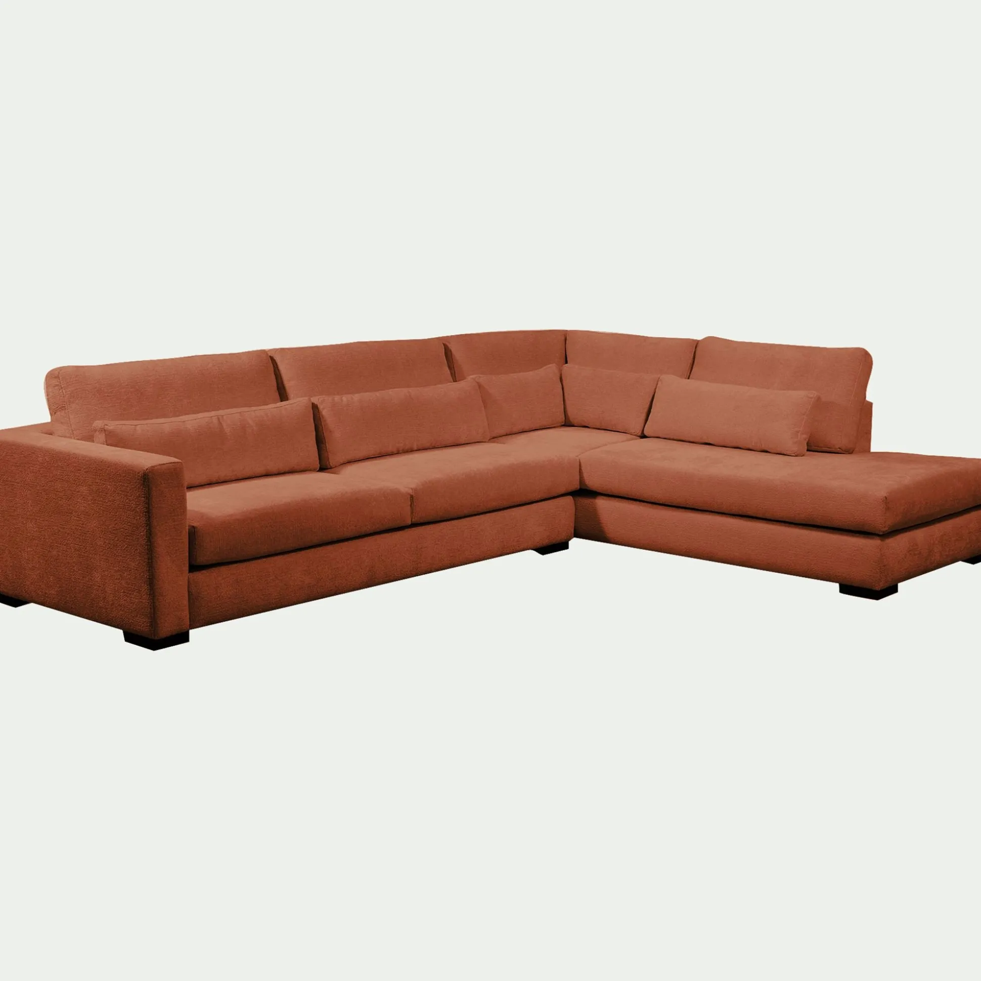 Canapé d'angle méridienne droite fixe en tissu Genesis - brun rustrel