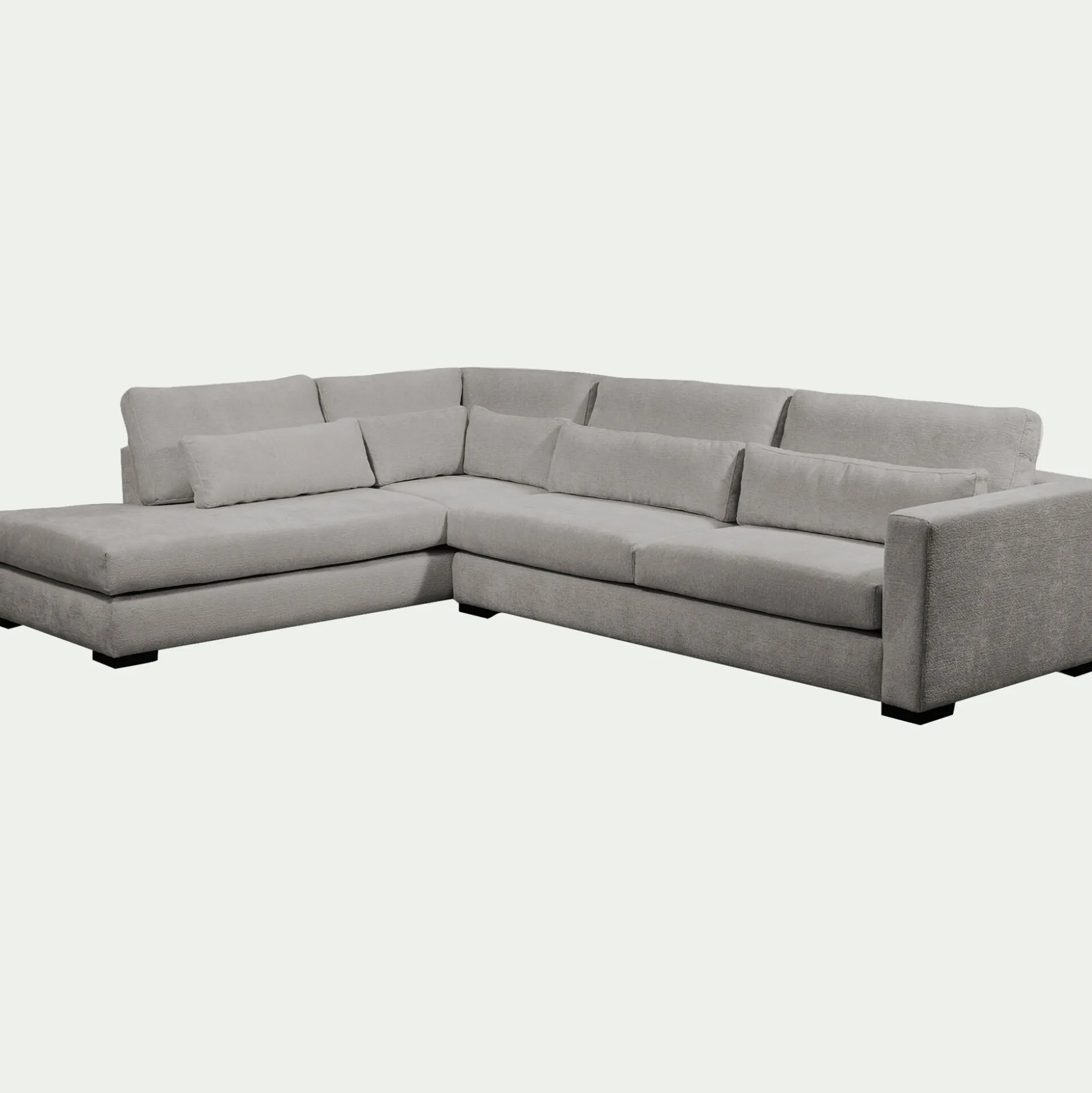 Canapé d'angle méridienne gauche fixe en tissu Genesis - gris