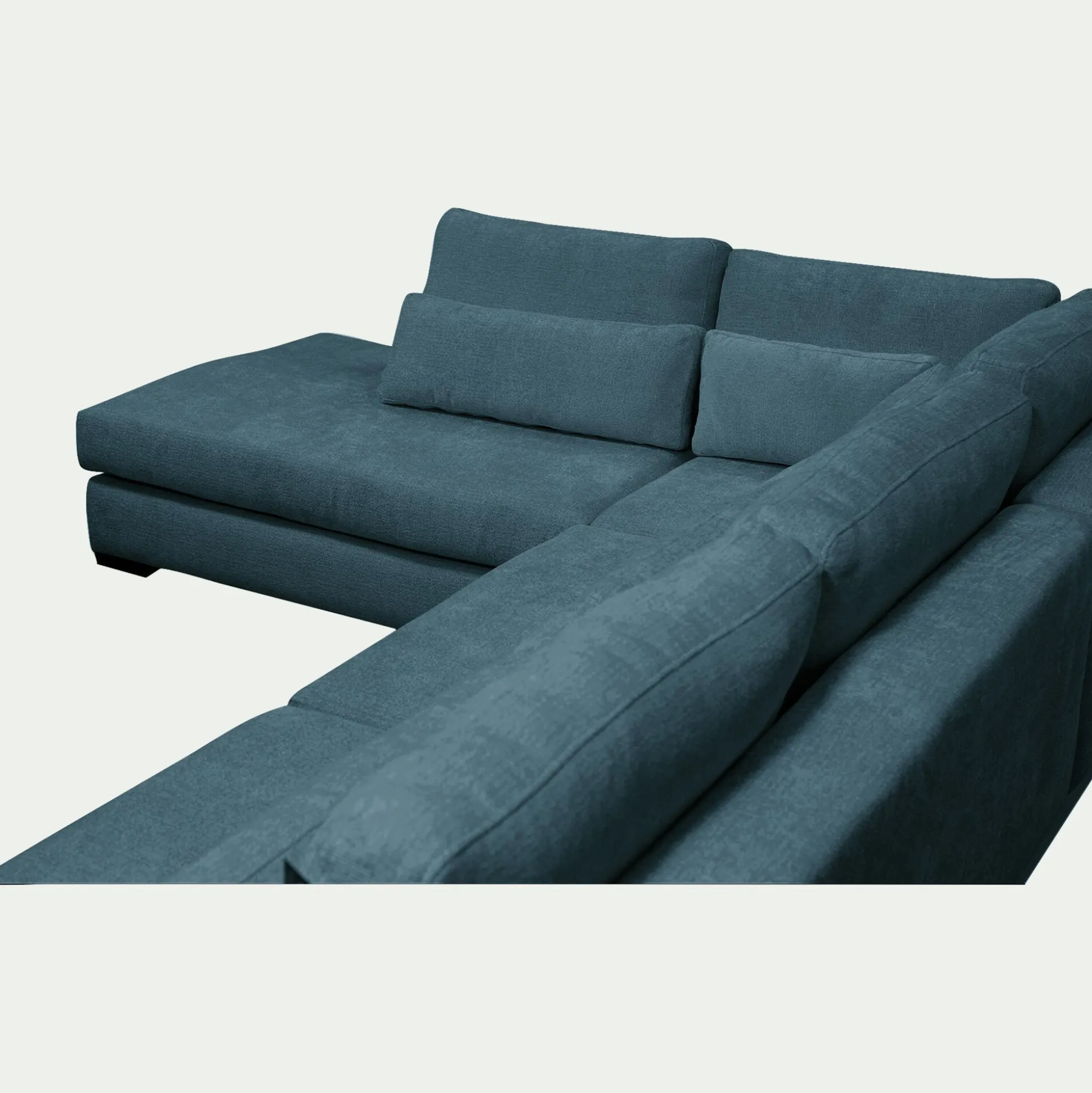 Canapé d'angle méridienne gauche fixe en tissu Genesis - bleu