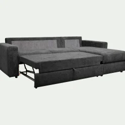 Canapé d'angle réversible convertible en tissu tramé - gris ardoise