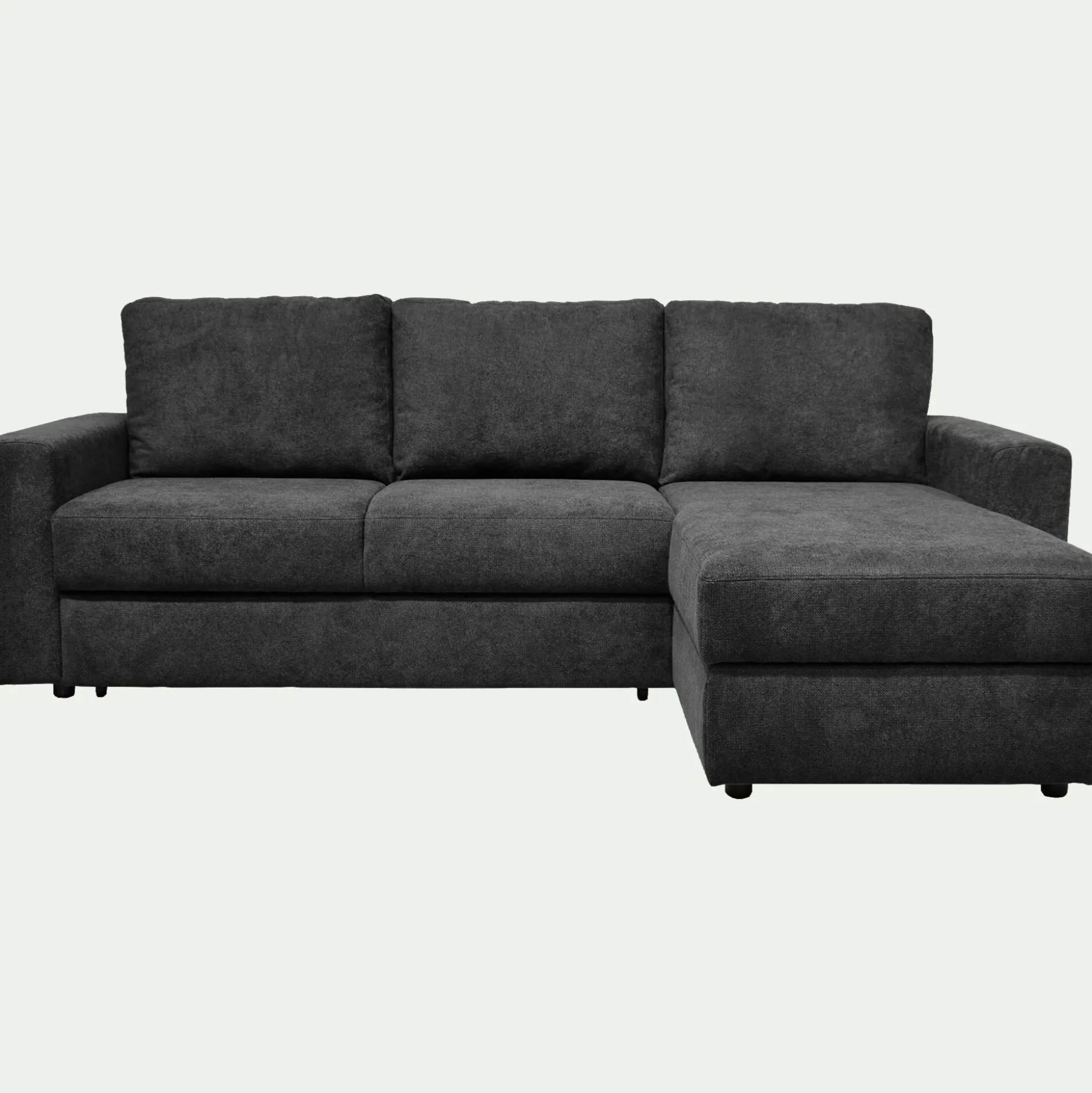 Canapé d'angle réversible convertible en tissu tramé - gris ardoise